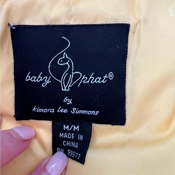 Baby Phat Cream Quilted Jacket w/Gold Accents & yellow lining, size M, see pics - Picture 11 of 12